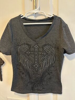Teen/ladies gothic style tee shirt with bling size XSmall